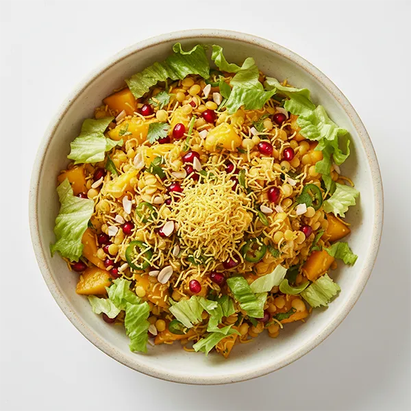 Chili mango & Moong Dal Kosambari Salad With Pomegranate, Peanut and Sev